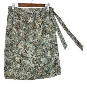 Dibi Women's Blue & Brown 100% Rayon Batik Wrap Around Skirt Size - Small
